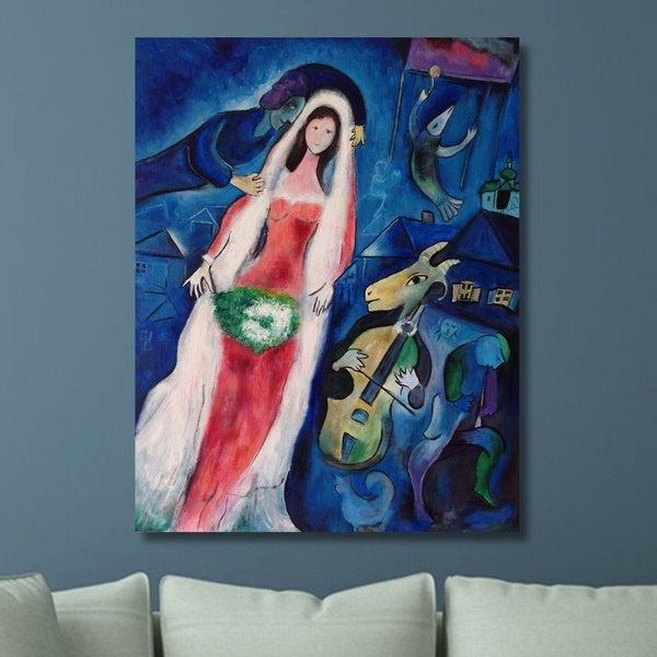 Bride and Goat Marc Chagall Canvas Art/La Mariee Print Art/Chagall Painting/Exhibition Poster/Reproduction Art/Artwork for Walls/Home Gift/6