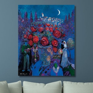 Marc Chagall: Wedding Flowers (1944) Canvas Art/Print Art/Chagall Painting/Exhibition Poster/Reproduction Art/Artwork for Walls/Home Gift/15