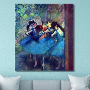 Edgar Degas: Dancers in Blue (1895) Canvas Wall Art, Ballerina Portrait, Ballet Dance Art Print, Ballerina Art Gift, Dancers Painting (6)