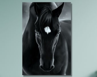 Black and White Horse Canvas Wall Art Horse Canvas Wall Decor Noble Horse Canvas Painting Horse Canvas Poster Home Decor Horse Canvas Gift