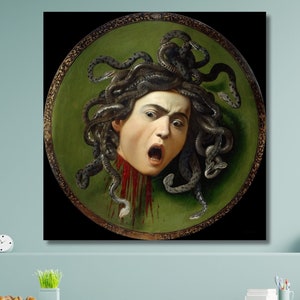 Caravaggio: Medusa Gorgon Canvas Painting, Artwork, Home Wall Decor, Poster Gift, High Quality Print, Baroque Master, Italian Painter (12)