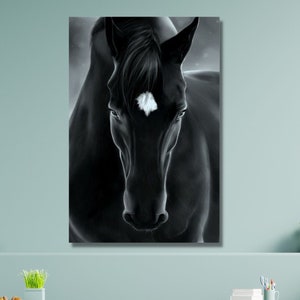 Black and White Horse Canvas Wall Art Horse Canvas Wall Decor Noble Horse Canvas Painting Horse Canvas Poster Home Decor Horse Canvas Gift