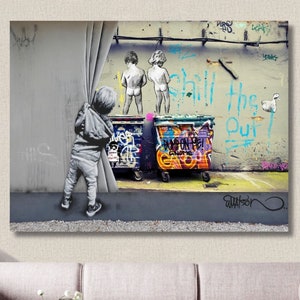 Martin Whatson Banksy Leinwand Hinter dem Vorhang/Das Leben ist kurz Wandbild/Urban Style/Modern Street Print/Graffiti Poster/Banksy Malerei/27