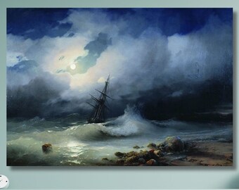 Stampa Su Tela Ivan Aivazovsky – “Tempesta In Arrivo” – Quadro D'Arte Moderna Per Parete, 20x30 Cm – Idea Regalo, Decorazione Casa