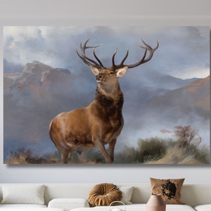 Monarch of the Glen 1851 Edwin Landseer Canvas Wall Art/Stag Oil Painting Artworks/Gift for Deer Lovers Deer Poster/Stag Print/Deer Wall Art