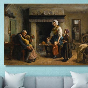 Jules Breton Grandfather&#39;s Day Canvas – 1864 French Realist Art Print, Rural Family Scene, Vintage Peasant Life Wall Decor for Home Gift/4