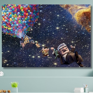 Carl Fredricksen/Pixar Wall Art Up/Kids Room Canvas/Pixar Poster/Kids Room Decor Up/Pixar Up Painting/Movie Canvas/Balloons/Digital Print/73