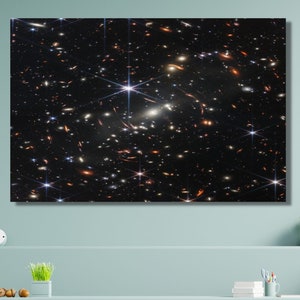 NASA First Deep Field Canvas Wall Art James Webb Space Telescope First Images Cosmic Cliffs Space Prints Art Galaxy Kids Room Gift/26