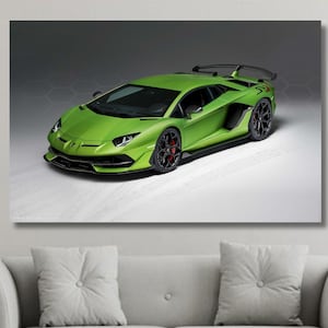 Lamborghini Aventador Poster/Lamborghini 2019 Canvas Wall Art/Sport Car Wall Print Art/Lamborghini Painting/Lamborghini Gift/Green Car Print