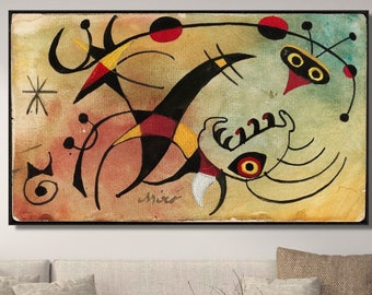 ミロ・夜の女達と鳥（シルクスクリーン刷） ミロ・夜の女達と鳥（シルクスクリーン刷） | ミロ | 絵画生活公式