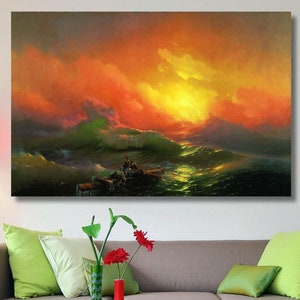 Ivan Aivazovsky: The Ninth Wave (1850) Canvas Wall Art, Reproduction Decor Print, Exhibition Artwork, Maritime Art, Romanticism Art Gift 9