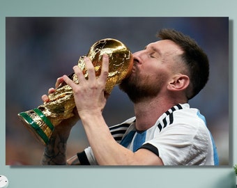 World Cup 2022 Poster Lionel Messi Canvas Soccer Player Poster Argentina Football Legend Soccer Gift World Cup Messi  Sport Decor/19