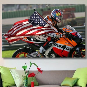 Nicky Hayden Canvas Wall Art/Moto Gp Poster/Moto Gp Wall Art Decor/Sport Painting/Sport Gift for Him/Grand Prix Racing/Motorcycle Print/6