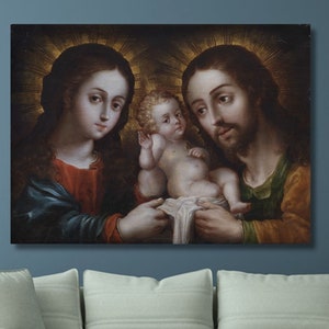 The Holy Family Canvas Wall Art/La Sagrada Familia Print/High Quality Poster/Holy Family Painting/Holy Family Digital Art/Catholic Artwork/1