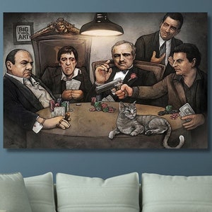 Gangsters Movie Canvas Wall Art/Movie Poster/Gangster Poster/Famous Gangsters Print/Godfather Poster/Movie Painting/Gangster Last Supper/4