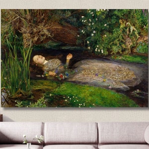 Ophelia John Everett Millais from William Shakespeare&#39;s play Hamlet. Ophelia Canvas Wall Art/Ophelia Print/British painting/Ophelia Poster