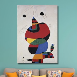 Mujer, Pajaro, Estrella Print/Joan Miro Ferra Canvas Wall Art/Donna, Uccello, Stella Poster/Manifesto mostra/Arte surrealista/Regali per la casa/14