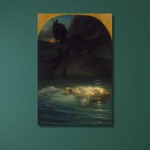 Paul Delaroche: A Christian Martyr Drowned in the Tiber River During the Reign of Diocletian (1853) Canvas Wall Art, Artwork Painting (1)