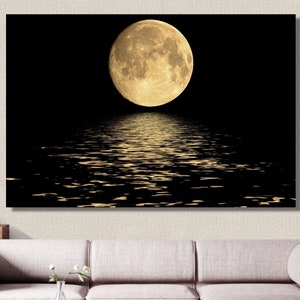 Moon Reflection Canvas/Full Moon Wall Art/Full Moon Print/Full Moon Poster/Moon Painting/Home Wall Decor/Moon Wall Decor/Moon Digital Art/18