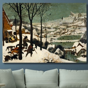 Pieter Bruegel:Hunters in the Snow Winter Canvas Wall Art High Quality Prints Artwork Poster Gift Vintage Art Home Wall Decor Reproduction 2