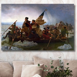 Emanuel Leutze: Washington crossing the Delaware (1851) Canvas Wall Art, High Quality Print, Leutze&#39;s Painting, Home Wall Decor, Poster Gift