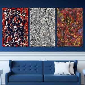 Set of 3 Jackson Pollock Canvas Wall Art Pollock Shooting Star Modern Wall Art Jackson Pollock Artwork Pollock Art Print Minimalist Art/2