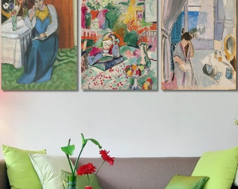 Set of 3 Henri Matisse Canvas Prints – Modern Abstract Wall Art Trio, Line Drawing Minimalist Decor, Colorful Fine Art for Home or Office/4
