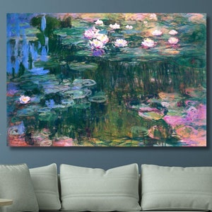 Claude Monet: Water Lilies (1917)Canvas Wall Art, Monet Painting, Artwork Flowers Print, Monet Lily Poster, High Quality Print,  Art Gift(9)