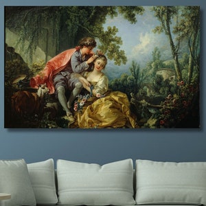 Francois Boucher: The Four Seasons (Spring 1755), Canvas Wall Art, French Painter, Rococo Style, Victorian paintings, Artwork Print Gift (1)