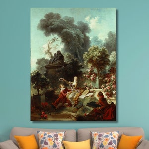 Jean Honore Fragonard: The Progress of Love, The Lover Crowned Canvas Art, Artworks, Vintage Poster, Fragonard Painting, Wall Decor Gifts 8
