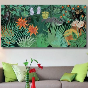 The Fantastic Jungles of Henri Rousseau/Jungle Scene with Animals Canvas Wall Art/Artwork Poster Print/Nature Art Painting/Home Decor Gift/7