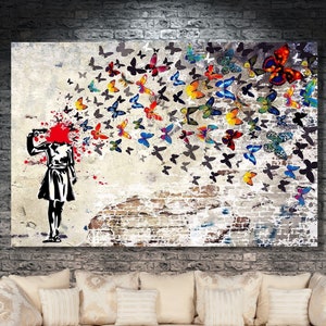 Butterfly Poster Banksy Colorful Canvas Banksy Canvas Wall Art Modern Street Graffiti Graffiti Street Art Banksy Print Banksy Poster/6