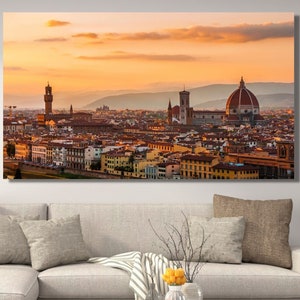Italy Florence Sunset Canvas Print/Florence Sunset Decors/Landscape Painting/Florence Sunset Wall Art/Landscape Poster/Extra Large Sunset/8
