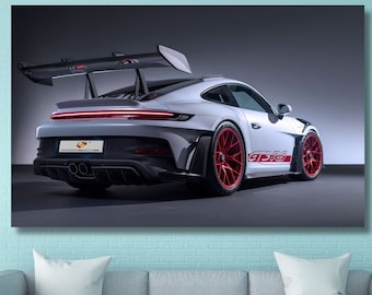 Porsche 911 GT3 RS Canvas Art/Porsche Painting/Sport Car Poster/Home and Game Room Wall Decor/Porsche Print Art/Car Artwork/Porsche Gifts/50