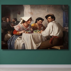 Carl Bloch : In a Roman Osteria (1866) Canvas Art/Bloch Painting/Wrapped or Framed Giclee Wall Decor/Vintage Print Art/Famous Art Poster/1