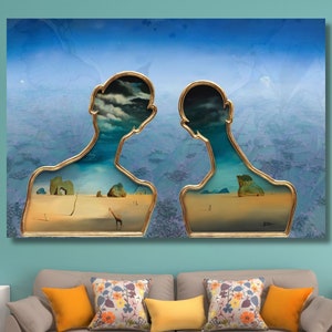 Paar mit ihren Köpfen voller Wolken Salvador DALI Leinwand/Surrealismus Malerei/Kunstwerk Dekor Druck/Haus Wand Kunst Geschenk/Paar Poster Kunst /33
