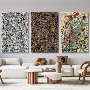 Set of 3 Jackson Pollock Canvas Wall Art Pollock Shooting Star Modern Wall Art Jackson Pollock Artwork Pollock Art Print Minimalist Art/4