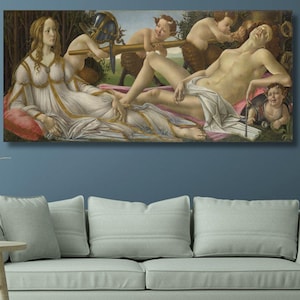 Sandro Botticelli: Venus and Mars (1483) Canvas Wall Art/Botticelli Painting/Botticelli Poster Print/Greek MythologyPoster/Mythology Gifts/1
