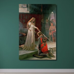 Edmund Blair Leighton: Accolade Canvas Wall Art, Knight Ritual Poster, Vintage Wall Art, Home Wall Decor, Knight Painting, Knight Print Gift
