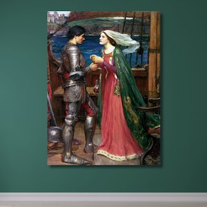 John William Waterhouse: Tristan and Isolde with the Potion (1916) Canvas Wall Art, Artwork Painting, Reproduction, Home Wall Decor Gift 12