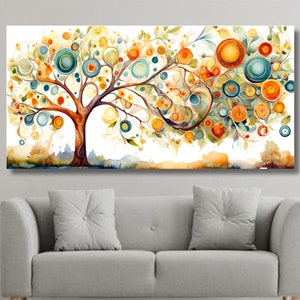 Tree of Life Gustav Klimt Canvas Wall Art, Green Tree Poster, Extra Large Wall Art, Modern Canvas Painting, Home Wall Decor, Ready Framed 2