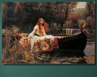 La dama de Shalott de John William Waterhouse, lienzo artístico, impresión de Waterhouse, pintura de obras de arte, impresión de reproducción, regalo de decoración de pared para el hogar (3)