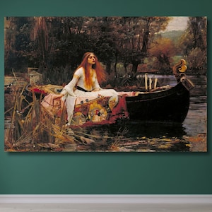 The Lady of Shalott by John William Waterhouse Canvas Art, Waterhouse Print, Artwork Painting, Reproduction Print, Home Wall Decor Gift (3)