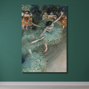 Edgar Degas: The Green Dancer Canvas Wall Art, Ballerina Portrait, Dancer Painting, Ballet Dance Art Print, Ballerina Art for Girls Room (1)