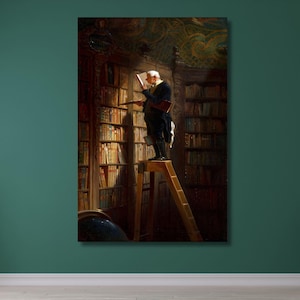 Carl Spitzweg: The Bookworm (1850) Canvas Wall Art, Bookworm Gift, Bookworm Print, Biedermeier Era Art, Artwork Poster, Famous Painting (1)