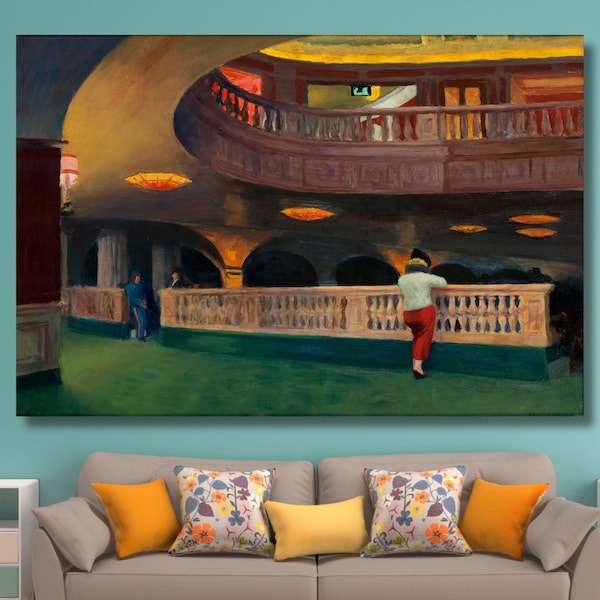 The Sheridan Theatre Canvas Art/Expressionism Print/Reproduction Canvas Painting/Abstract Artwork/Edward Hopper Wall Decor/Art Poster Gift/2
