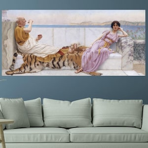 John William Godward: Eighty and Eighteen (1898) Canvas Wall Art/Neo Classical Art/Artwork Gift/PreRaphaelite Art/Renaissance Print Decor/4