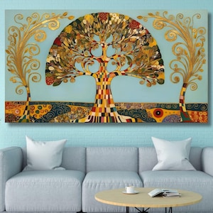 Tree of Life Gustav Klimt Canvas Wall Art, Tree Poster, Extra Large Wall Art, Modern Canvas Painting, Home Wall Decor, Ready Framed Gift 99