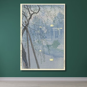 Shiro Kasamatsu: The Edge of Shinobazu Pond During a Foggy Evening Canvas Wall Art, Japanese Art, Japanese Print, Asian Poster, Wall Decor 1