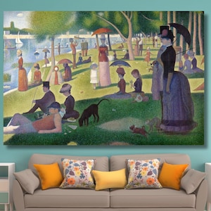 A Sunday at La Grande Jatte Canvas Print/ Georges Seurat Painting/Seurat Print/Artwork Poster/Afternoon on Grande Jatte Island/Home Gifts